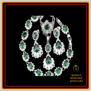 925 Sterling-Silver Emerald Pendant Set