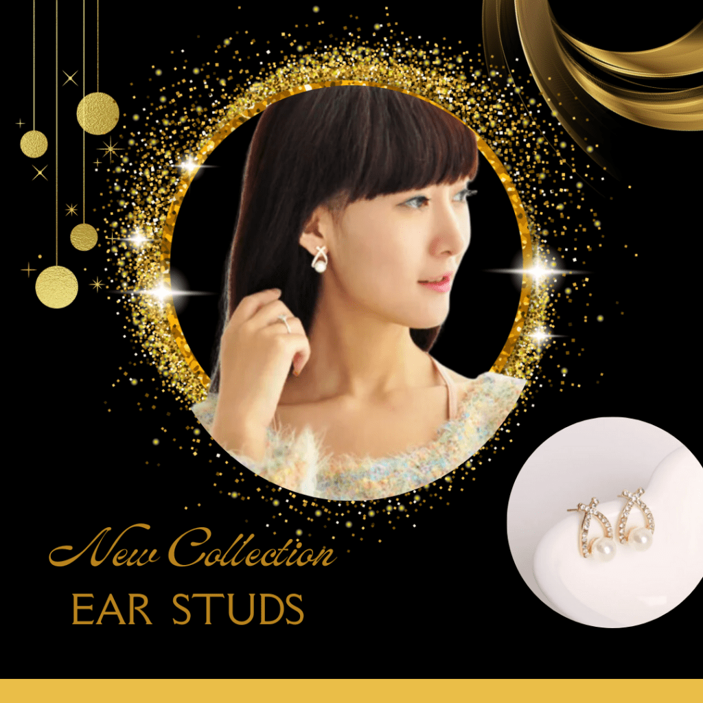 Cross Pearl Gold-Plated Ear Studs