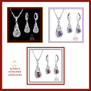 Hot Water Drop CZ 925 Sterling Silver White, Red and Purple