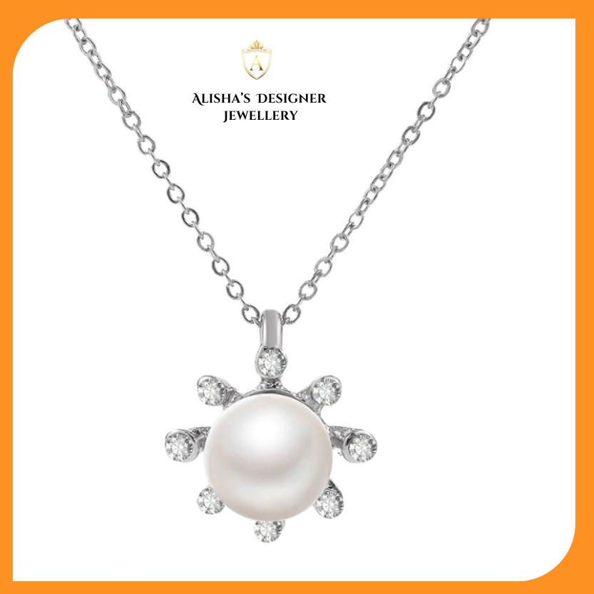 Silver-Flower-Petal-Pearl-Pendant