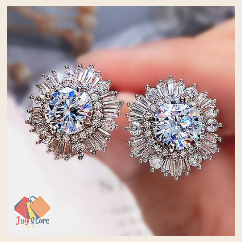 Cubic-Zirconia-Flower-Stud