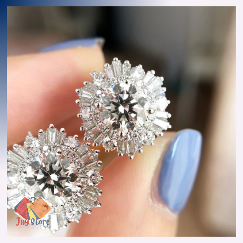 Cubic-Zirconia-Flower-Stud