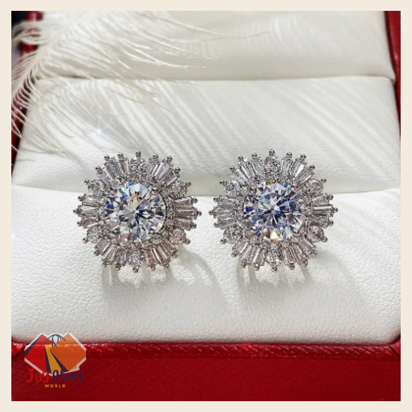 Cubic-Zirconia-Flower-Stud