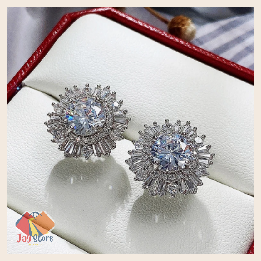 Cubic-Zirconia-Flower-Stud