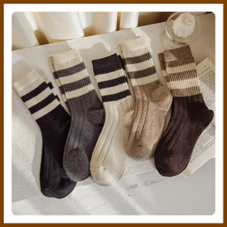 5 Pairs Striped Crew Socks