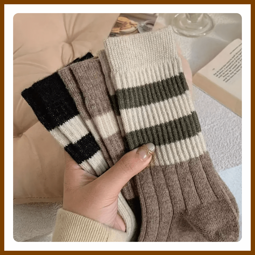 5 Pairs Striped Crew Socks