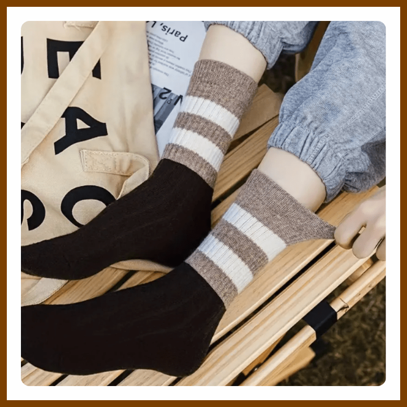 5 Pairs Striped Crew Socks