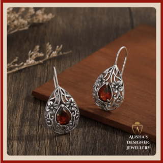 Bohemian Style Drop Earrings Zinc Alloy with Red Garnet