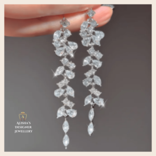 Crystal Luxury Zircon Leaves Long Dangle