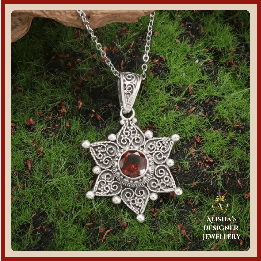 Elegant Bohemian Sunflower Red zirconia Necklace