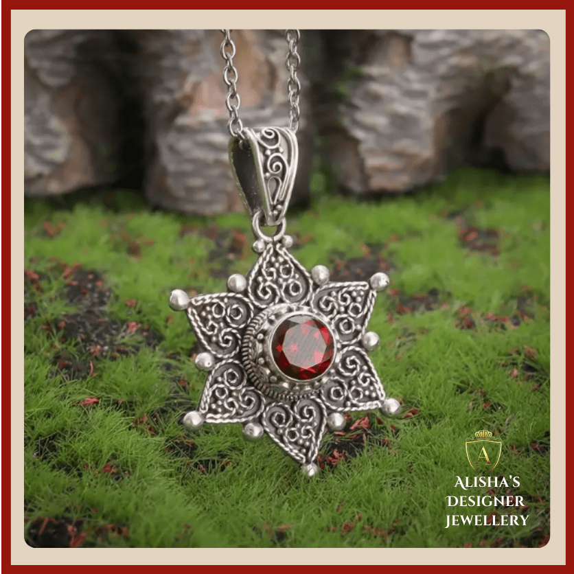 Elegant Bohemian Sunflower Red zirconia Necklace