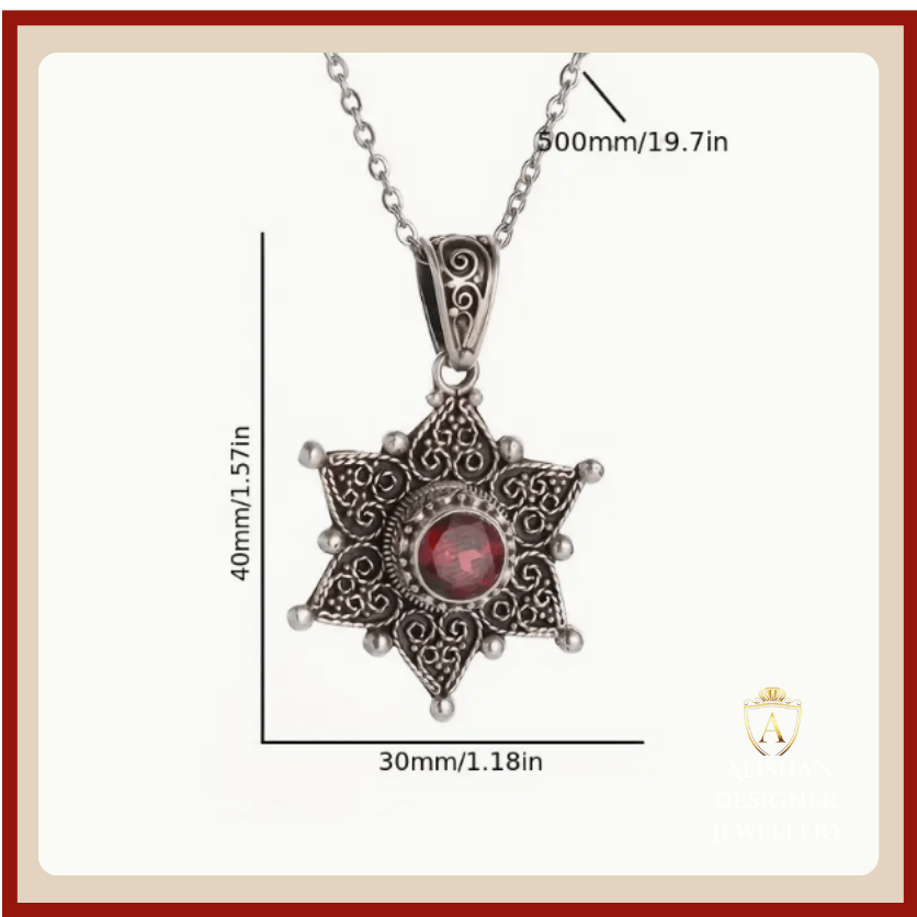 Elegant Bohemian Sunflower Red zirconia Necklace