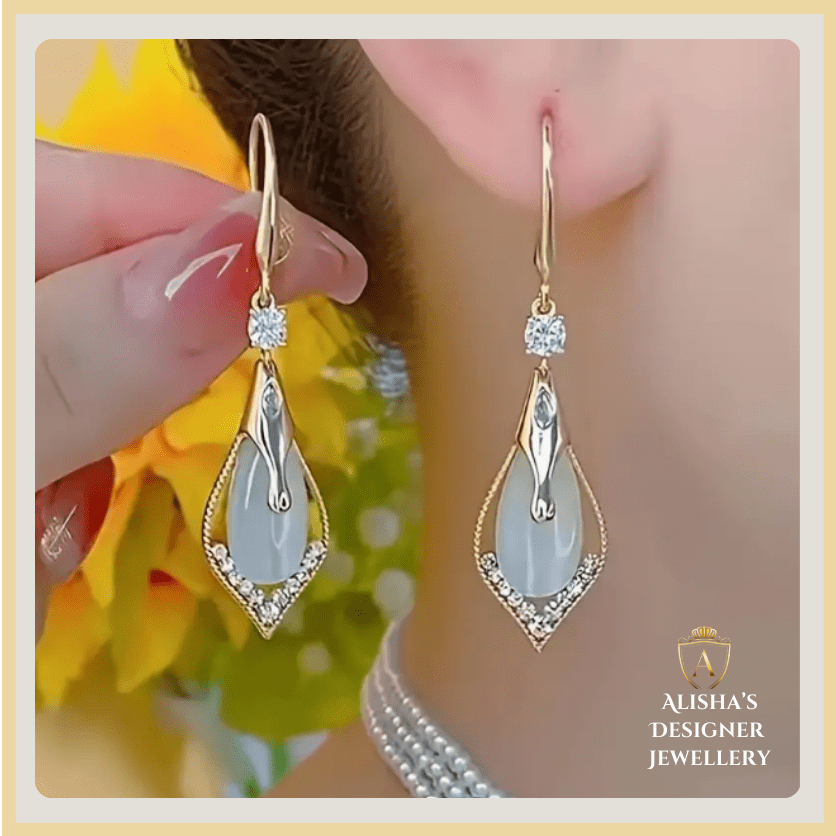 Elegant Drop Earrings With Sparkling Imitation Zircon