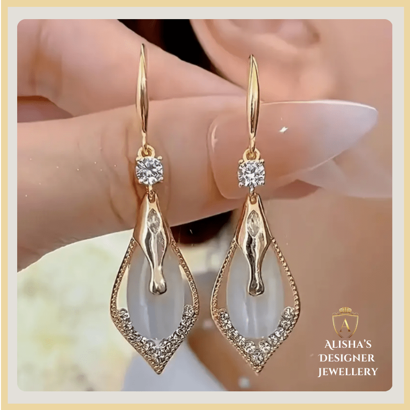 Elegant Drop Earrings With Sparkling Imitation Zircon