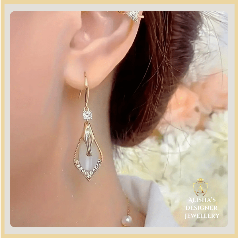 Elegant Drop Earrings With Sparkling Imitation Zircon