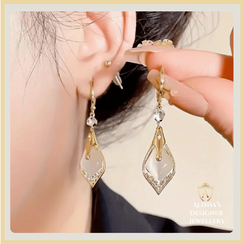 Elegant Drop Earrings With Sparkling Imitation Zircon