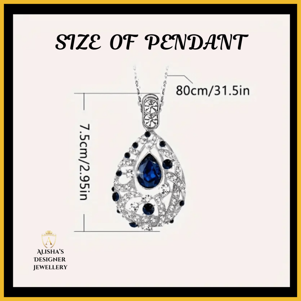 Elegant Tulip Teardrop Pendant Stylish Crystal Sweater Chain