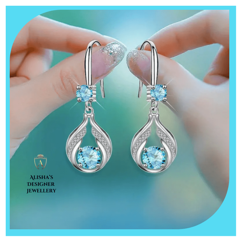 Hollow Droplet Shape Sparkling zirconia Dangle