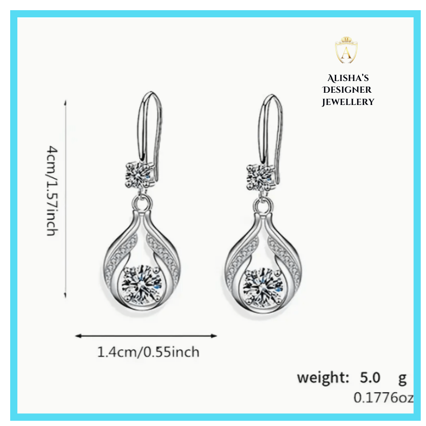 Hollow Droplet Shape Sparkling zirconia Dangle