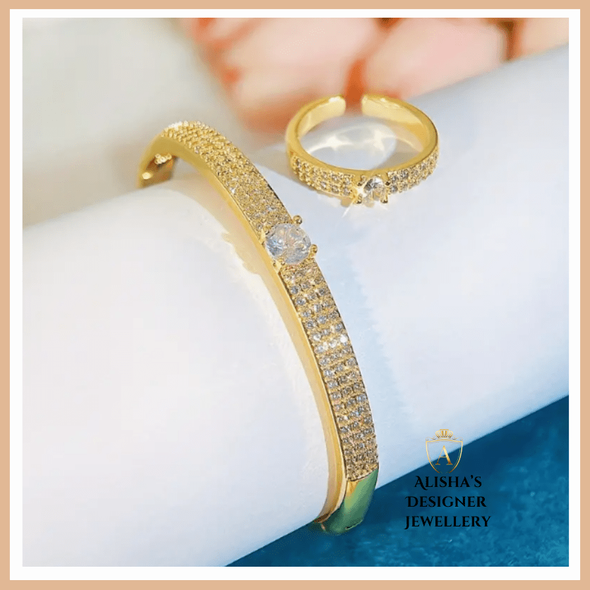 Luxury Elegant Gold with Adjustable Bracelet and ring