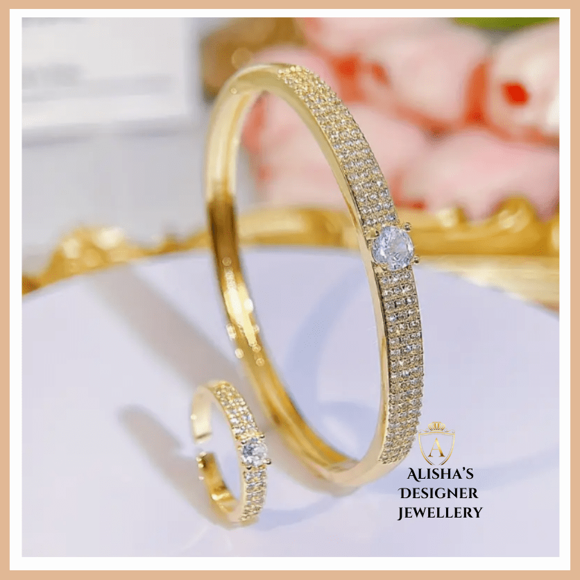 Luxury Elegant Gold with Adjustable Bracelet and ring