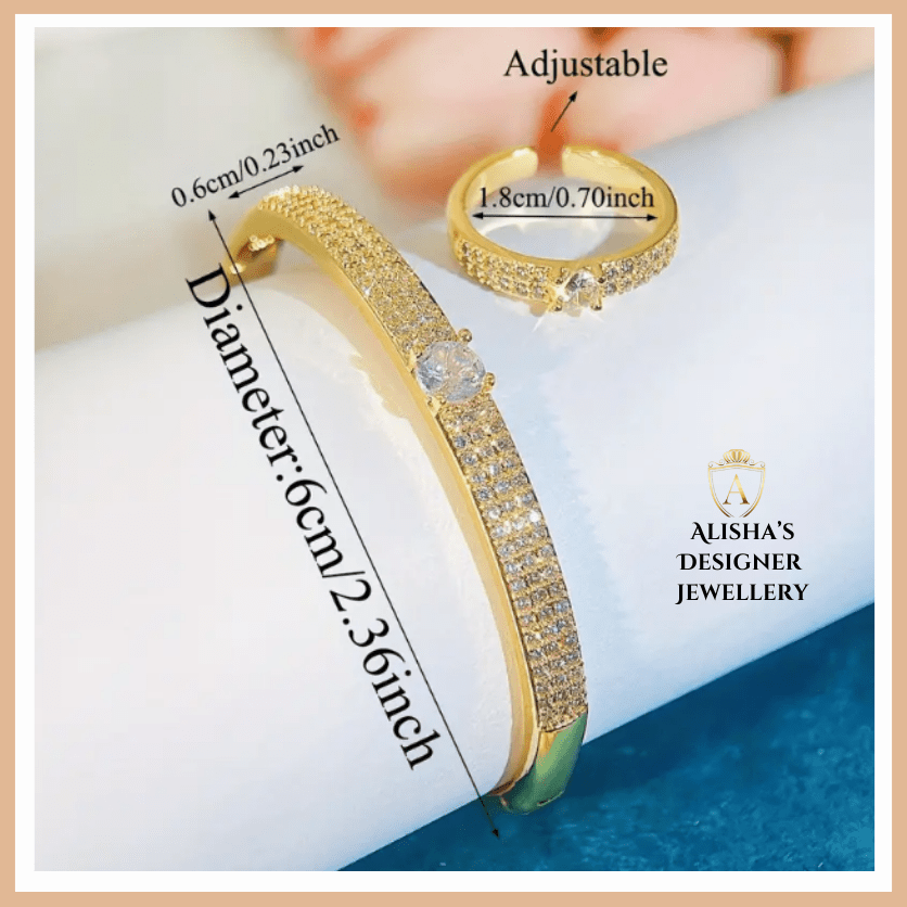 Luxury Elegant Gold with Adjustable Bracelet and ring