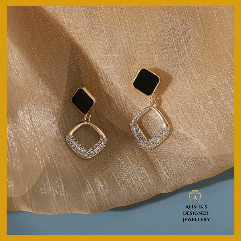 Square Geometric Drop Earrings Inlaid zirconia