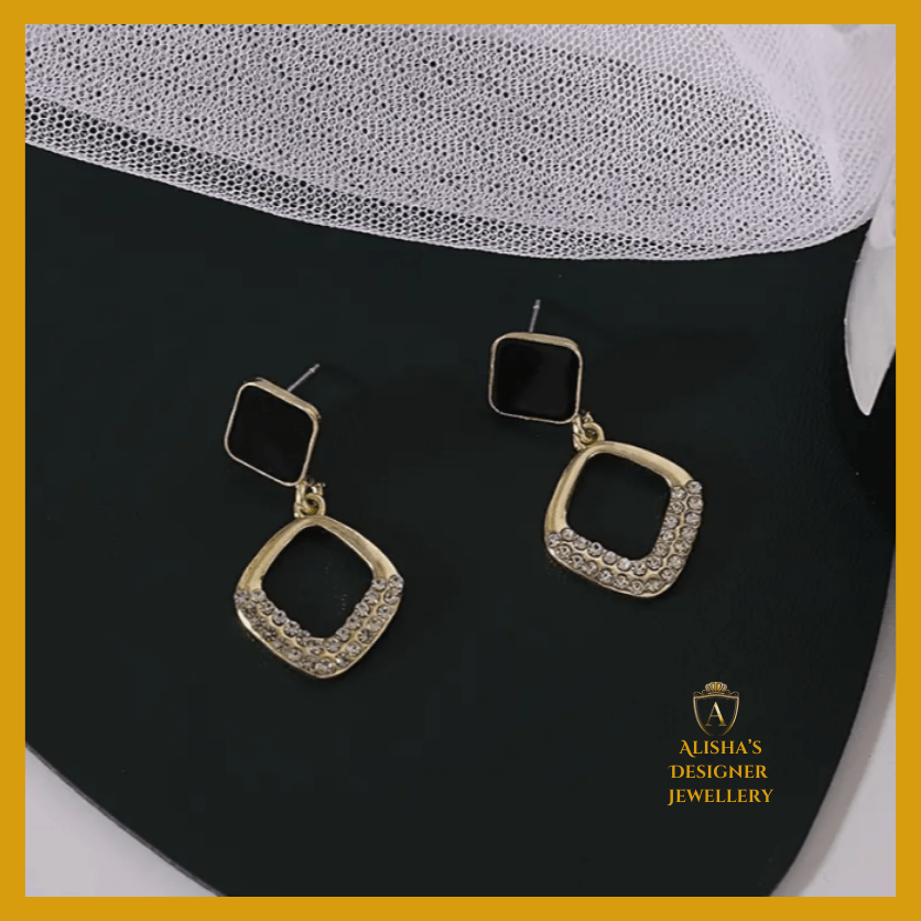 Square Geometric Drop Earrings Inlaid zirconia