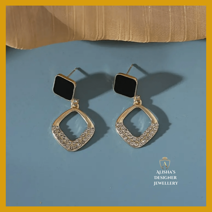 Square Geometric Drop Earrings Inlaid zirconia