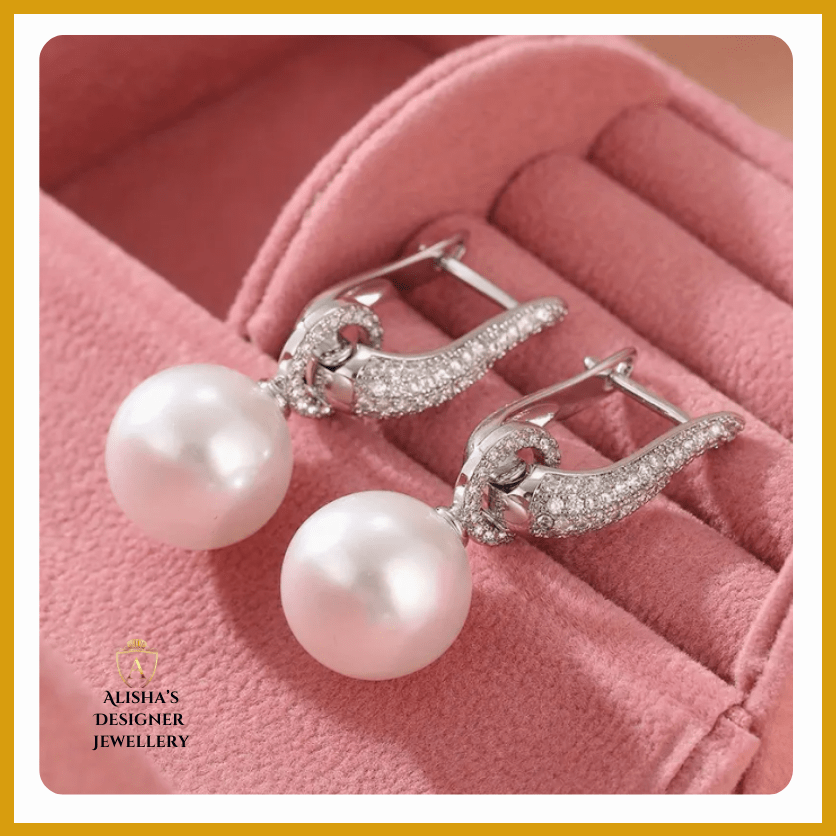 Stylish Silver-Plated Earrings with Faux Pearl Charm