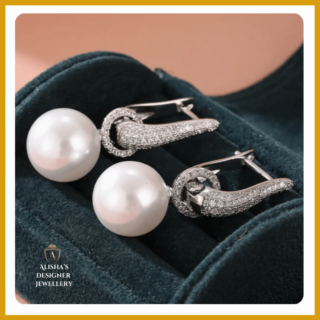 Stylish Silver-Plated Earrings with Faux Pearl Charm