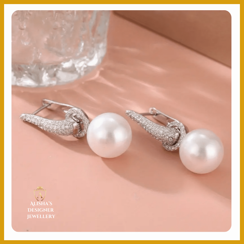 Stylish Silver-Plated Earrings with Faux Pearl Charm