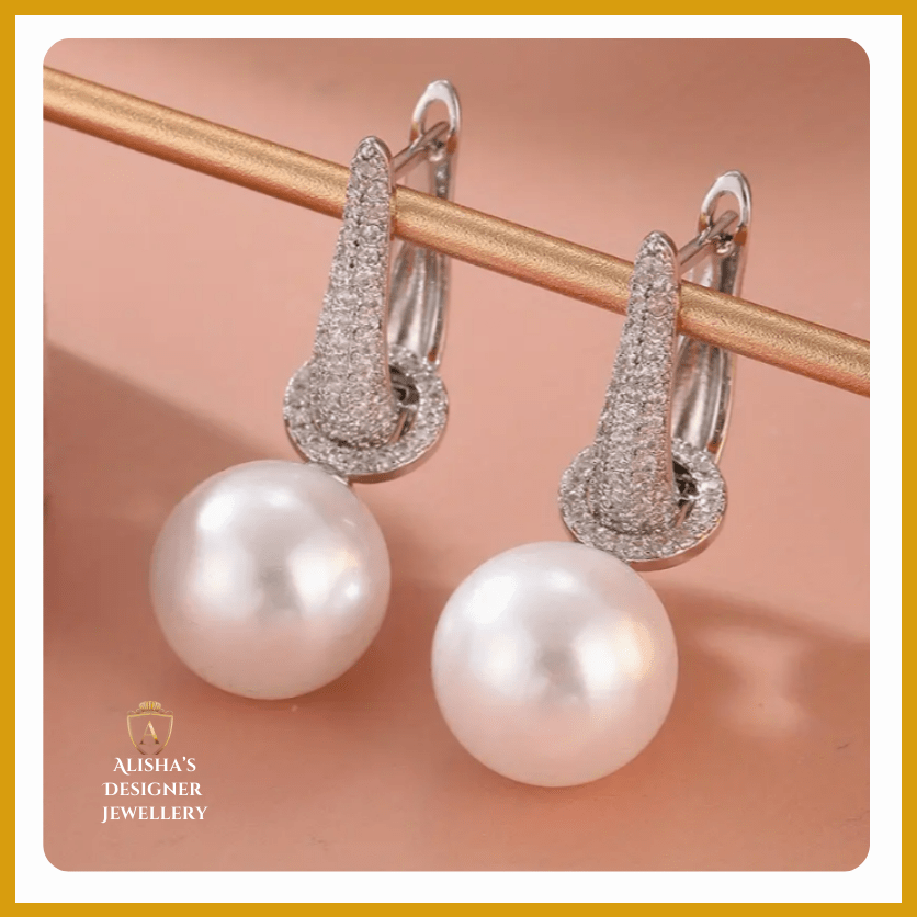 Stylish Silver-Plated Earrings with Faux Pearl Charm